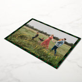 Frohe Weihnachts Script Navy Kariert Foto Holiday Folieneinladung (Gedreht)