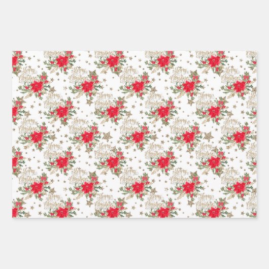 Frohe Weihnachts Script Nutcracker Festive Pattern Geschenkpapier Set (Vorderseite 3)