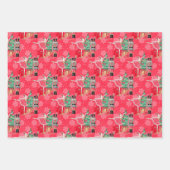 Frohe Weihnachts Script Nutcracker Festive Pattern Geschenkpapier Set (Vorderseite)