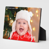 Frohe Weihnachts-Script Overlay Chic Baby Foto Fotoplatte (Seite)