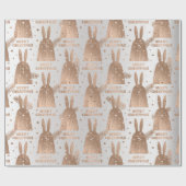 Frohe Weihnachts-Script Rabbit Gray Rose Gold Extr Geschenkpapier (Flach)