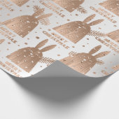 Frohe Weihnachts-Script Rabbit Gray Rose Gold Extr Geschenkpapier (Ecke)