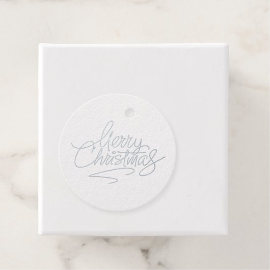 Frohe Weihnachts-Script Real Silver Foil Round Ges Geschenkanhänger (Mit Box)