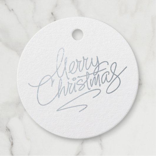 Frohe Weihnachts-Script Real Silver Foil Round Ges Geschenkanhänger (Vorderseite)