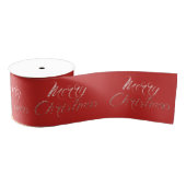 Frohe Weihnachts Script Red Joy Pink Rose Gold Ripsband (Spule)
