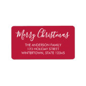 Frohe Weihnachts-Script Red-Rücksendeadresse Adressaufkleber (Vorne)