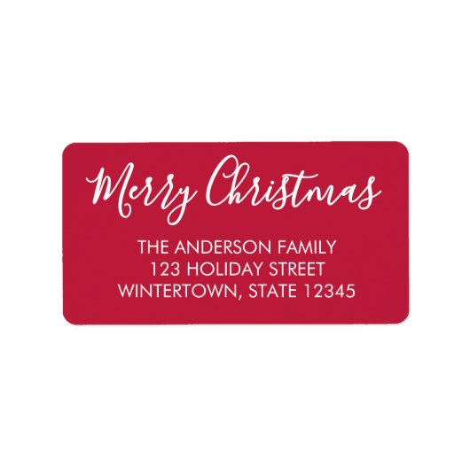 Frohe Weihnachts-Script Red-Rücksendeadresse Adressaufkleber (Vorne)