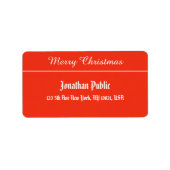 Frohe Weihnachts Script Red White Template Adresse Adressaufkleber (Vorne)