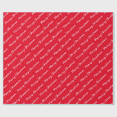 Frohe Weihnachts Script Red Wrapping Paper Geschenkpapier (Flach)