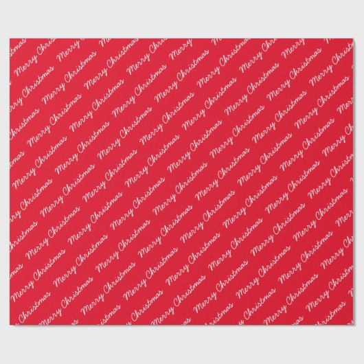 Frohe Weihnachts Script Red Wrapping Paper Geschenkpapier (Flach)