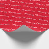 Frohe Weihnachts Script Red Wrapping Paper Geschenkpapier (Ecke)