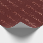 Frohe Weihnachts-Script-Rose Gold Bordeaux Burgund Geschenkpapier (Ecke)