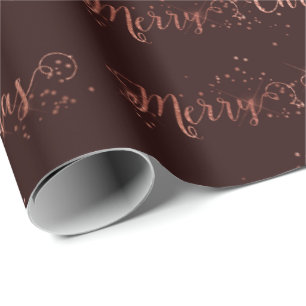 Frohe Weihnachts-Script-Rose Gold Bordeaux Geschenkpapier
