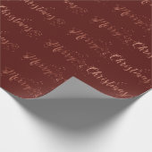 Frohe Weihnachts Script Rose Gold Burgundy Maroon Geschenkpapier (Ecke)