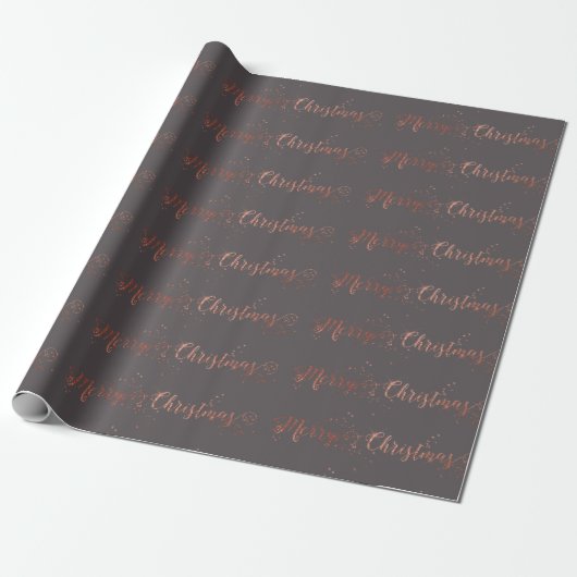 Frohe Weihnachts-Script-Rose Gold Gray Graphite Geschenkpapier (Ungerollt)