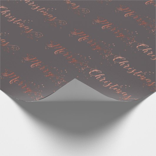Frohe Weihnachts-Script-Rose Gold Gray Graphite Geschenkpapier (Ecke)
