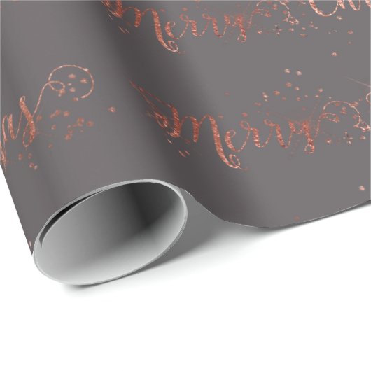 Frohe Weihnachts-Script-Rose Gold Gray Graphite Geschenkpapier (Rolleneckpunkt)