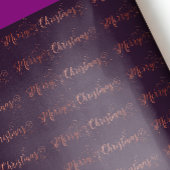 Frohe Weihnachts-Script-Rose Gold Lila Plum Geschenkpapier