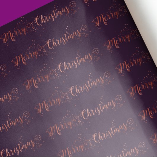 Frohe Weihnachts-Script-Rose Gold Lila Plum Geschenkpapier