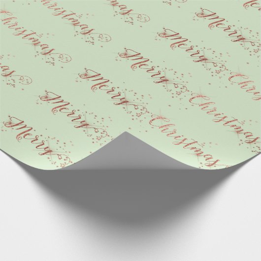 Frohe Weihnachts-Script-Rose Gold Mint Green Paste Geschenkpapier (Ecke)