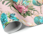 Frohe Weihnachts-Script-Rose Gold Pink Blue Green Geschenkpapier (Rolleneckpunkt)