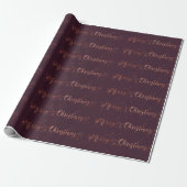 Frohe Weihnachts Script Rose Gold Plum Burgundy Geschenkpapier (Ungerollt)