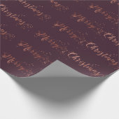 Frohe Weihnachts Script Rose Gold Plum Burgundy Geschenkpapier (Ecke)