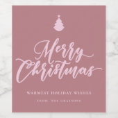 Frohe Weihnachts-Script-Rose Pink Holiday Wine Weinetikett (Einzelnes Label)