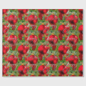 Frohe Weihnachts-Script-Rose Red Mint Green Gold Geschenkpapier (Flach)