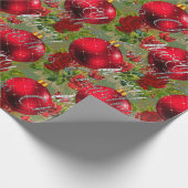 Frohe Weihnachts-Script-Rose Red Mint Green Gold Geschenkpapier (Ecke)