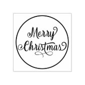 Frohe Weihnachts-Script-Round-Rücksendeadresse Gummistempel (Prägung)
