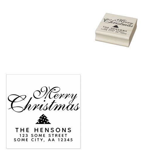 Frohe Weihnachts-Script-Rücksendeadresse Gummistempel (Stempel)
