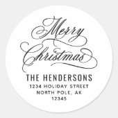 Frohe Weihnachts-Script-Rücksendeadresse Runder Aufkleber (Vorderseite)
