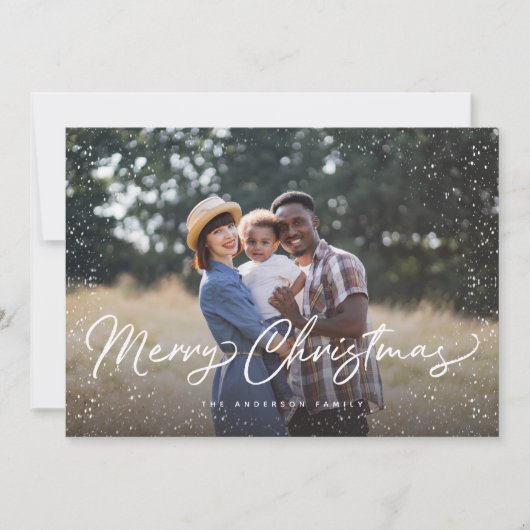 Frohe Weihnachts-Script-Schnee-Foto Weihnachten (Vorderseite)