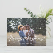 Frohe Weihnachts-Script-Schnee-Foto Weihnachten (Stehend Vorderseite)