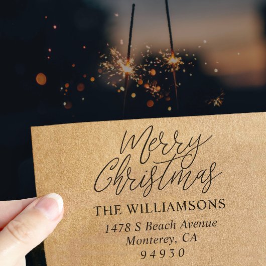 Frohe Weihnachts-Script-Schriftart-Rücksendeadress Permastempel