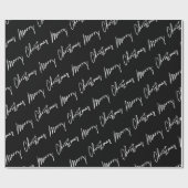 Frohe Weihnachts-Script Schwarz-weiß Minimalismus  Geschenkpapier (Flach)