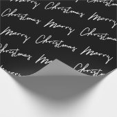 Frohe Weihnachts-Script Schwarz-weiß Minimalismus  Geschenkpapier (Ecke)