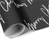 Frohe Weihnachts-Script Schwarz-weiß Minimalismus  Geschenkpapier (Rolleneckpunkt)