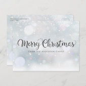 Frohe Weihnachts Script Snowflakes Office Holiday Ankündigungspostkarte (Vorne/Hinten)