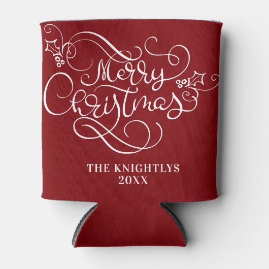 Frohe Weihnachts-Script Typografie Ihre Farbe Dosenkühler (Vorderseite)