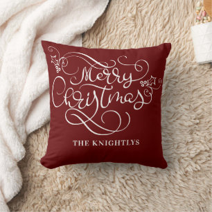 Frohe Weihnachts-Script Typografie Ihre Farbe Kissen