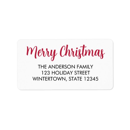 Frohe Weihnachts-Script Typografie-Rücksendeadress Adressaufkleber (Vorne)