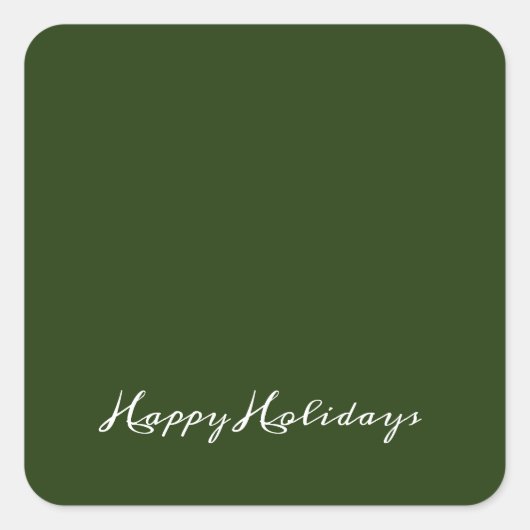 Frohe Weihnachts-Script-Umschlag Grünes Geschäft Quadratischer Aufkleber (Vorderseite)