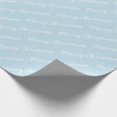 Frohe Weihnachts-Script Winter Blue Geschenkpapier (Ecke)