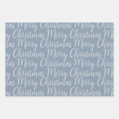Frohe Weihnachts-Script Winter Dusty Blue Holiday Geschenkpapier Set (Vorderseite 2)
