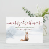 Frohe Weihnachts-Script Winter Fox-Foto Feiertagskarte (Stehend Vorderseite)