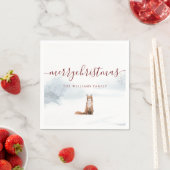Frohe Weihnachts-Script Winter Fox Urlaub Serviette (Beispiel)