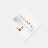 Frohe Weihnachts-Script Winter Fox Urlaub Serviette (Ecke)