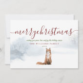 Frohe Weihnachts-Script Winter Fox Weihnachtskarte Feiertagskarte (Vorderseite)